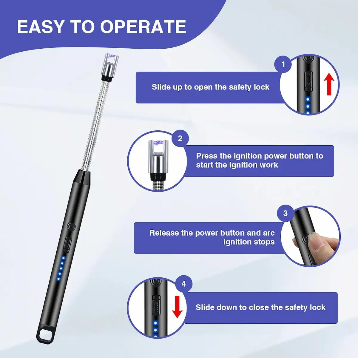 Electric Arc BBQ Lighter – Flexible Neck, Windproof, USB-C