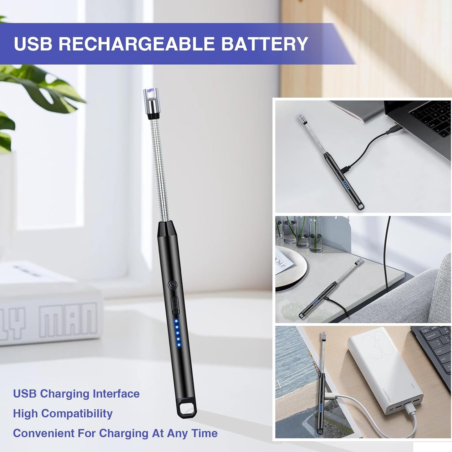Electric Arc BBQ Lighter | Flexible Neck | Windproof | USB-C Rechargeable | Flameless