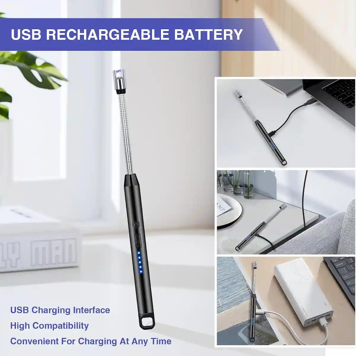 Electric Arc BBQ Lighter – Flexible Neck, Windproof, USB-C