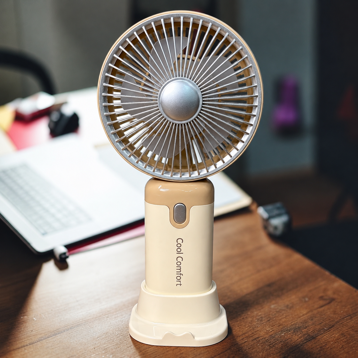 Mini Handheld Fan with Stand |3 Speed Levels | USB Rechargeable | Portable Personal Cooling