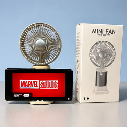 Mini Handheld Fan With Stand – 3 Speeds, USB Rechargeable