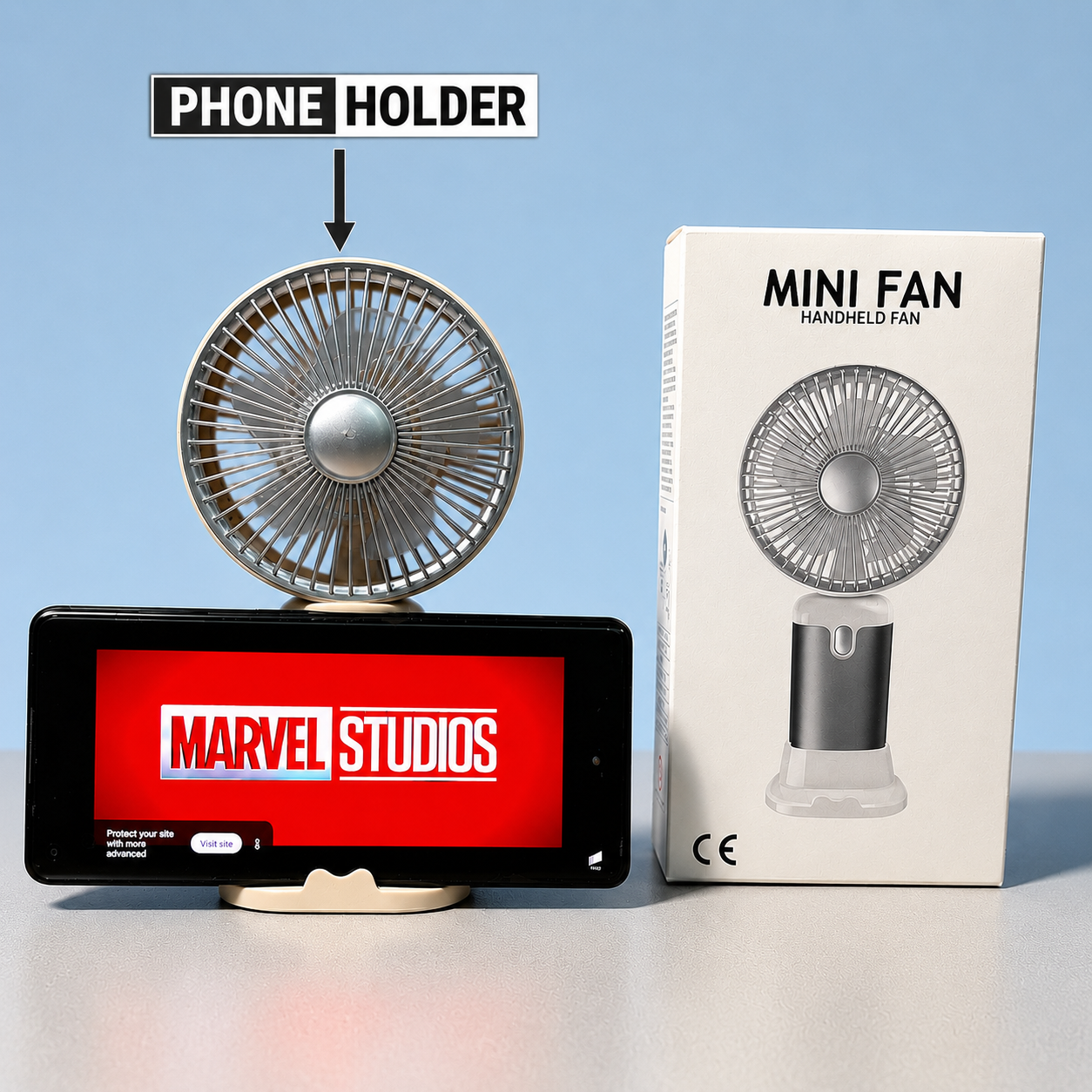 Mini Handheld Fan with Stand |3 Speed Levels | USB Rechargeable | Portable Personal Cooling