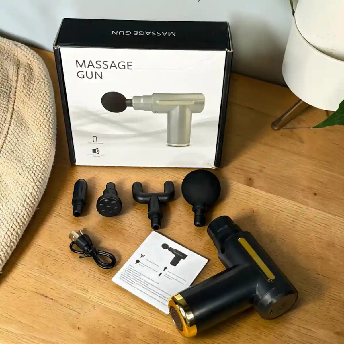 Professional Massage Gun – 6 Speeds, 4 Massage Heads