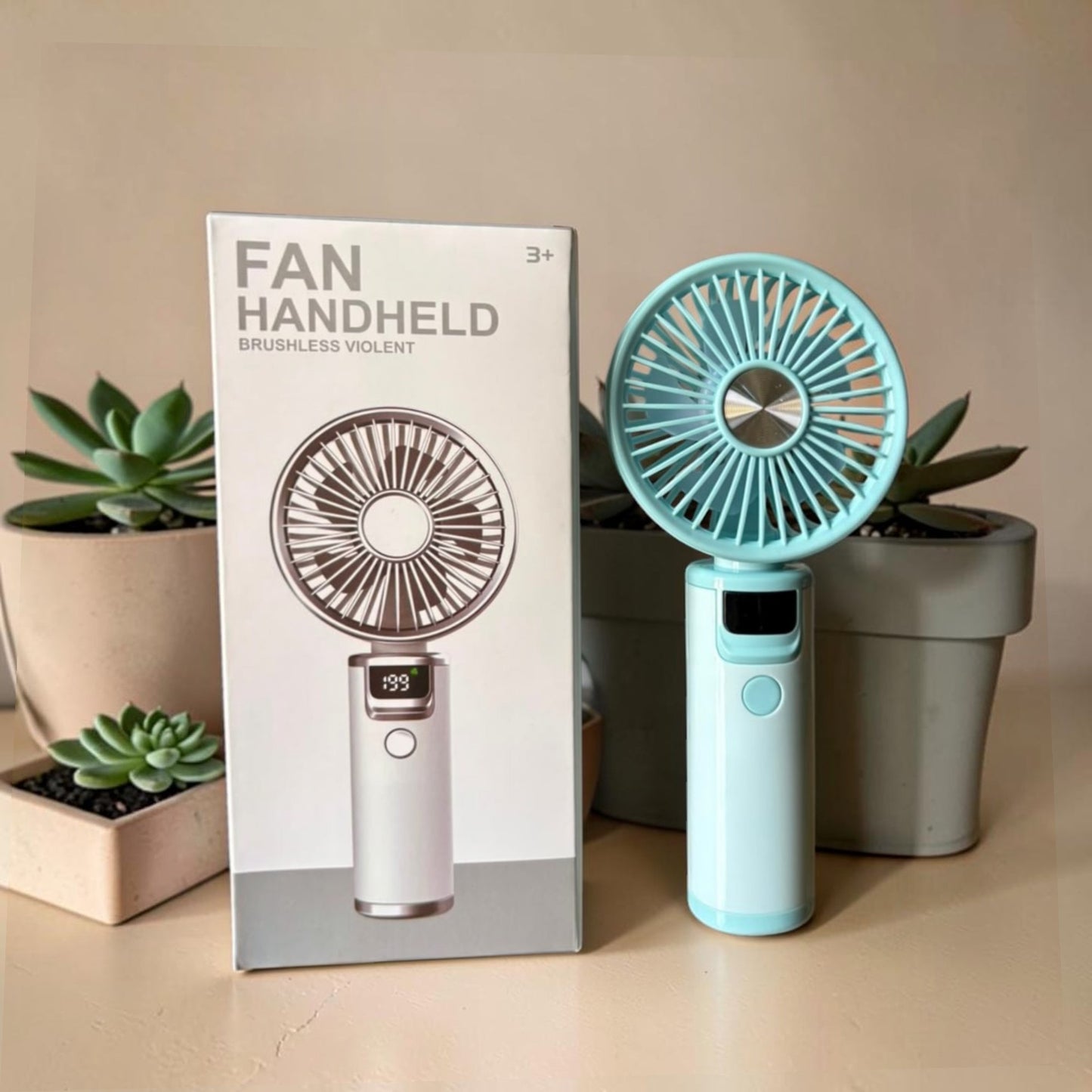 Portable Handheld Mini Fan with Digital Display – Rechargeable USB-C Fan