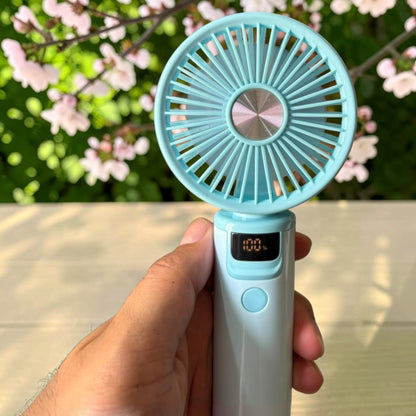 Portable Handheld Mini Fan with Digital Display – Rechargeable USB-C Fan