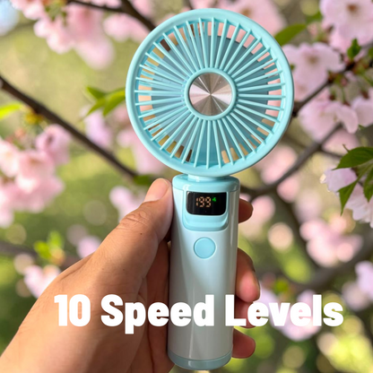 Portable Handheld Mini Fan with Digital Display – Rechargeable USB-C Fan
