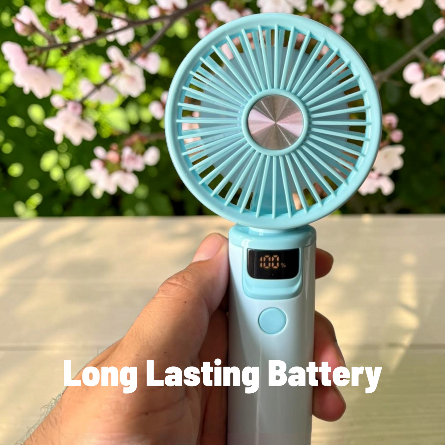 Portable Handheld Mini Fan with Digital Display – Rechargeable USB-C Fan