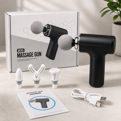 Mini Deep Tissue Massage Gun | Portable | 4 Massage Heads | USB-C Rechargeable